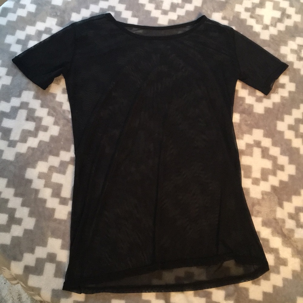 Black mesh rave t-shirt dress